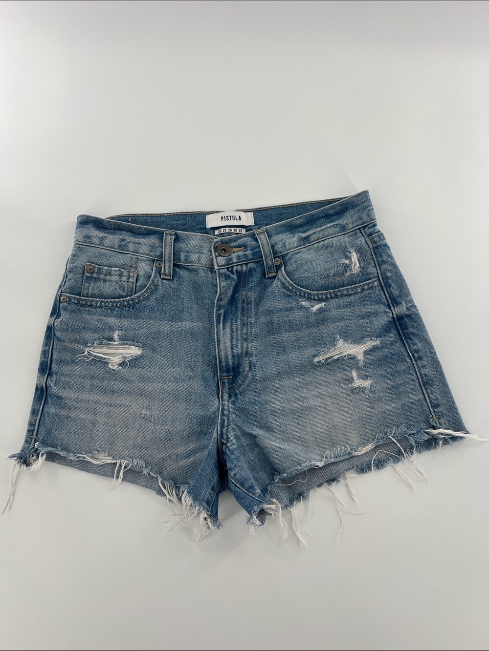 pistola Women's Washed Distressed Denim Shorts festival beach casual
